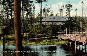 New Hampshire Manchester Pine Island Park Pavilion and Bridge