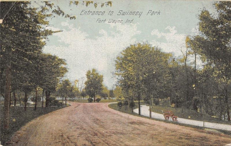 Fort Wayne Indiana~Swinney Park Entrance~Dirt Road Along Paved Path~Fork~1911 PC 