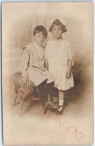 IDd 1910s Atlantic City NJ Cute Boy Girl RPPC Real Photo Postcard Boardwalk A121