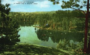 Vintage Postcard Vacation Paradise It Takes One's Breath Away Ludington Mich. MI 