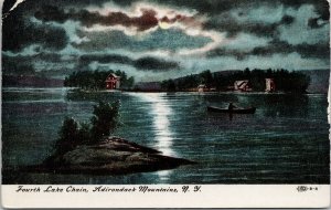 Fourth Lake Chain Adirondack Mountains NY Postcard F48a