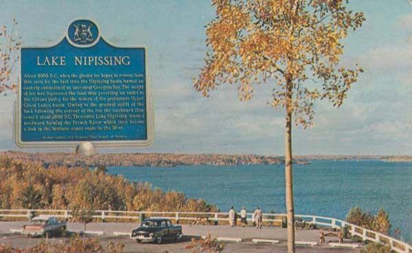 Lake Nipissing Canada Historical Plaque Sign Lookout Postcard