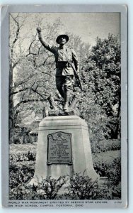 FOSTORIA, Ohio OH ~ High School Campus WORLD WAR MONUMENT 1942 Postcard 