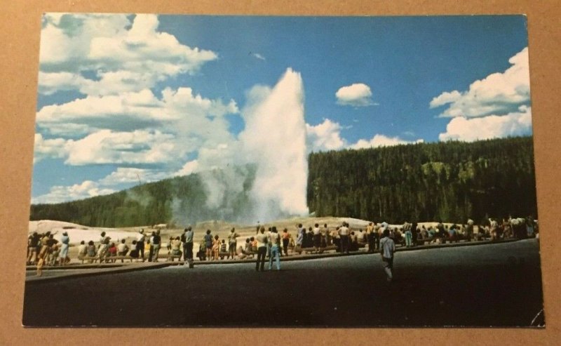 VINTAGE PCOLD FAITHFUL GEYSER, UPPER GYSER BASIN YELLOWSTONE NATIONAL PARK