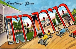 Greetings From Indiana Large Letter Linen