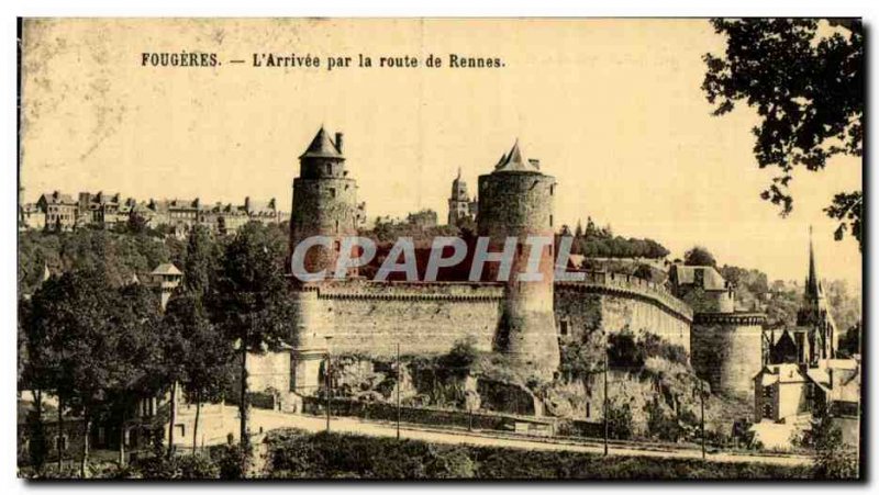 Old Postcard Fougeres The Arrival by road from Rennes