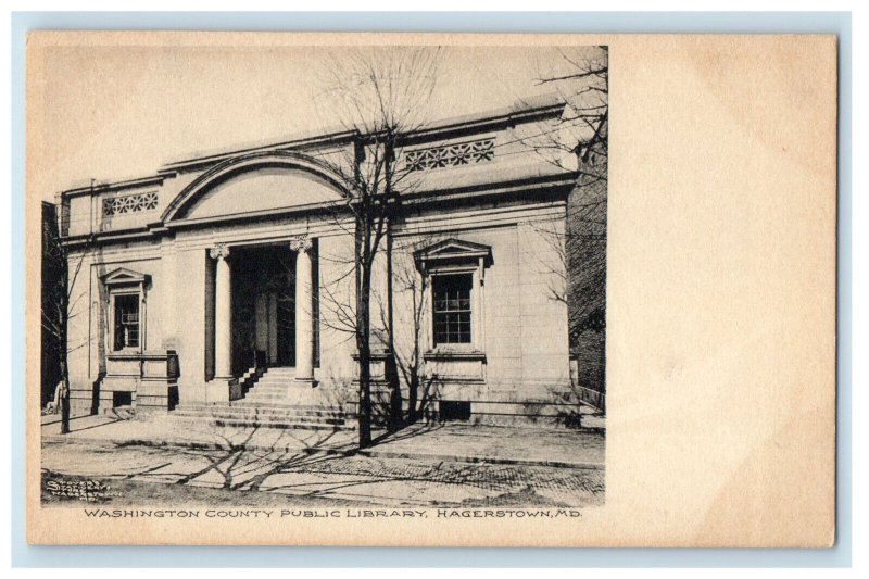 c1905 Washington Free Library Building, Hagerstown MD Unposted Postcard 