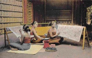 Indonesian Women Making Batik Indonesia postcard
