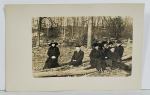 Rppc Early 1900s People Posing in Wooded Scene Real Photo Postcard P14