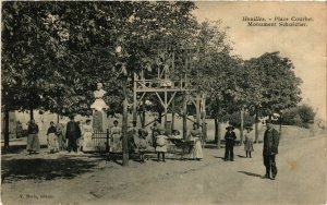 CPA HOUILLES - Place Courbet - Monument Schoelcher (246654)