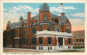 c1920 Postcard; Withers Public Library, Bloomington IL McLean County unposted