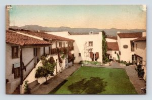 De La Guerra Studios Court Santa Barbara CA Hand Colored Albertype Postcard C17
