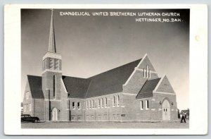 Hettinger ND~Old Saint to Evangelical United Brethren Lutheran Church~1958 RPPC