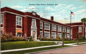 Linen Postcard Anniston High School in Anniston, Alabama