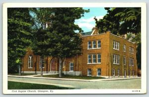 Glasgow Kentucky~First Baptist Church~1932 Linen Postcard 