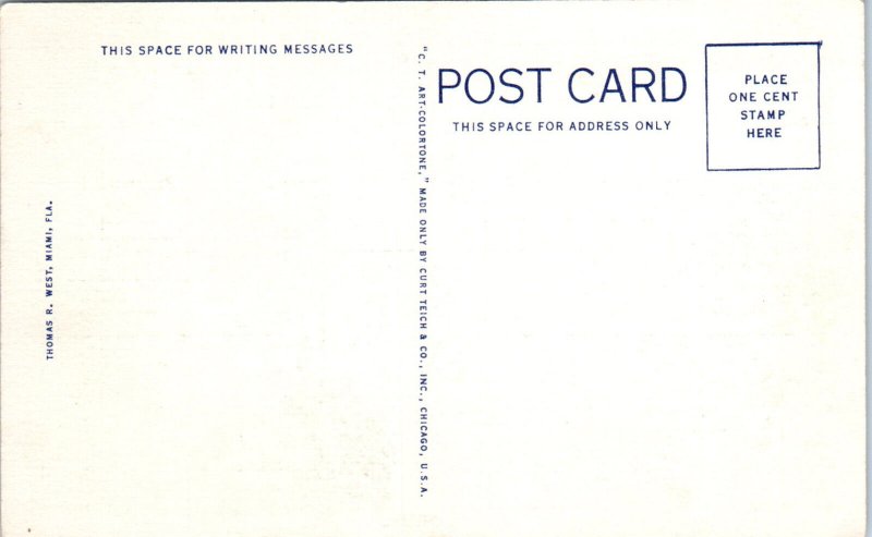 1933 Pancoast Hotel Miami Beach FL Linen Postcard