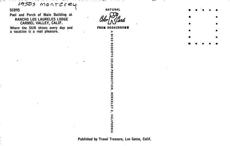 1950s Monterey California Pool Rancho Los Laurels Lodge Camel California 8884