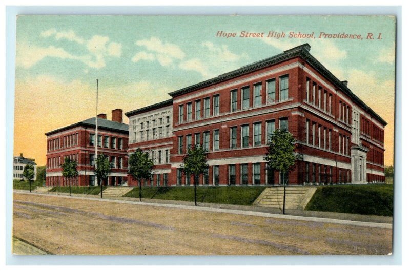 1913 Hope Street High School, Providence Rhode Island RI Postcard