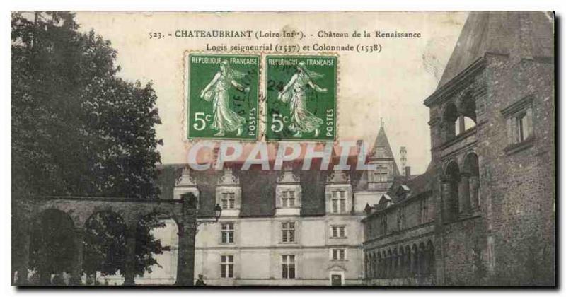 Chateaubriant Old Postcard Chateau Renaissance colonnade and lordly Logis