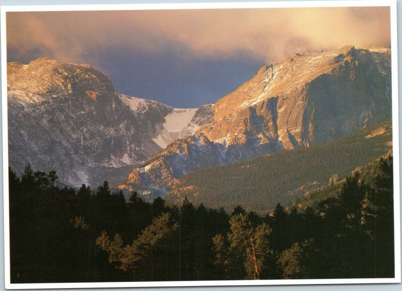 postcard CO Rocky Mountain National Park Otis and Hallett Peaks and Chaos Canyon