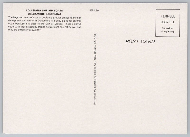 State View~Delcambre Louisiana~Shrimp Boats~Continental Postcard