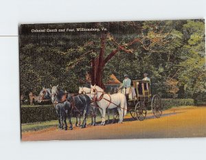 Postcard Colonial Coach & Four Williamsburg Virginia USA