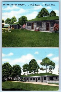 Biloxi Mississippi Postcard Bryan Motor Court West Beach c1940 Vintage Antique