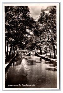 RPPC Reguliersgracht Canal Amsterdam Netherlands UNP Postcards F22