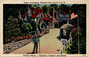 Postcard NJ Vineland Palace Depresion Home of Junk George Daynor 1930s F10
