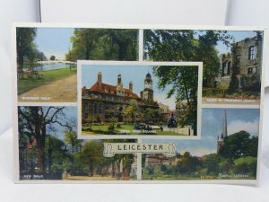 Vintage Postcard Multiview Leicester Cavendish House Ruins Riverside Walk 1957