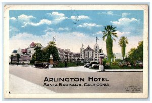 1917 Arlington Hotel Restaurant Overview Cars Santa Barbara California Postcard