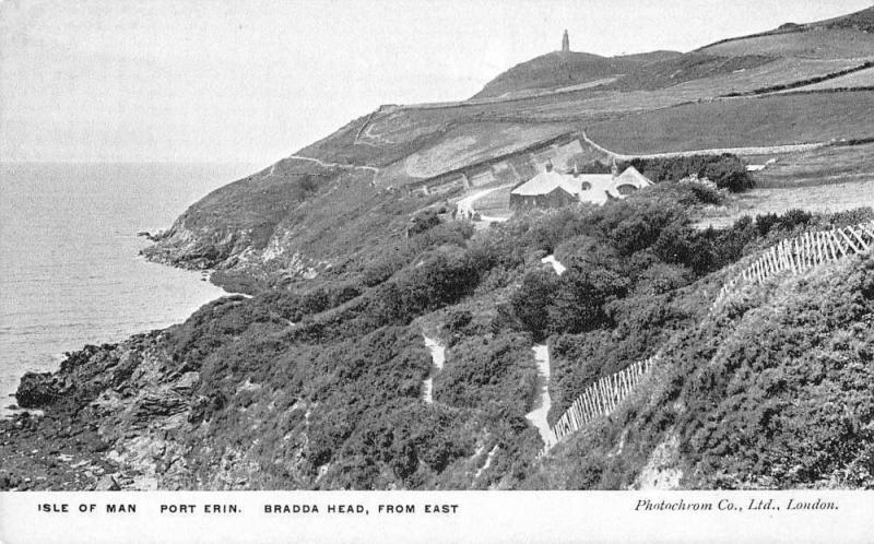 Port Erin Isle of Man birds eye view Bradda Head from east antique pc Y11564