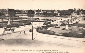 Vintage Postcard Tours La Place Des Arts Les Squares Rabelais Et Descartes