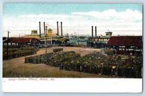 c1905's Cotton Wharf Steamer Ship Docks View Mobile Alabama AL Antique Postcard