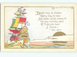 Divided-Back BOAT SCENE Great Nautical Postcard AB0390