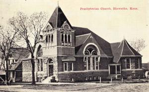 Presbyterian Church, Hiawatha Kansas, Vintage Postcard F13