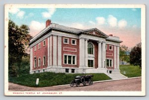 Free Masons  Masonic Temple   Johnsbury  Vermont   Postcard
