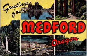 Greetings From Medford Oregon Large Letter Linen