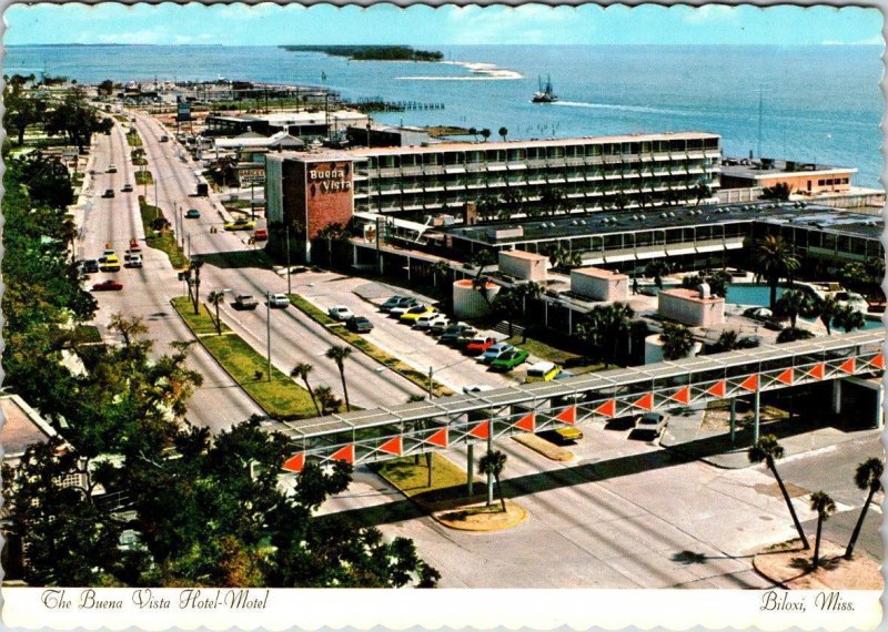 Biloxi, MS Mississippi BUENA VISTA HOTEL/MOTEL Highway 90 Roadside  4X6 Postcard