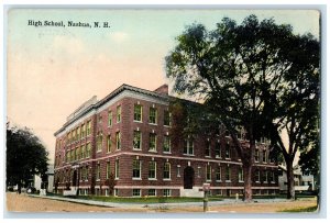 1914 High School Building Exterior Scene Nashua New Hampshire NH Posted Postcard