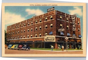 Postcard KS Garden City Hotel Warren Coke Pearl Drugs