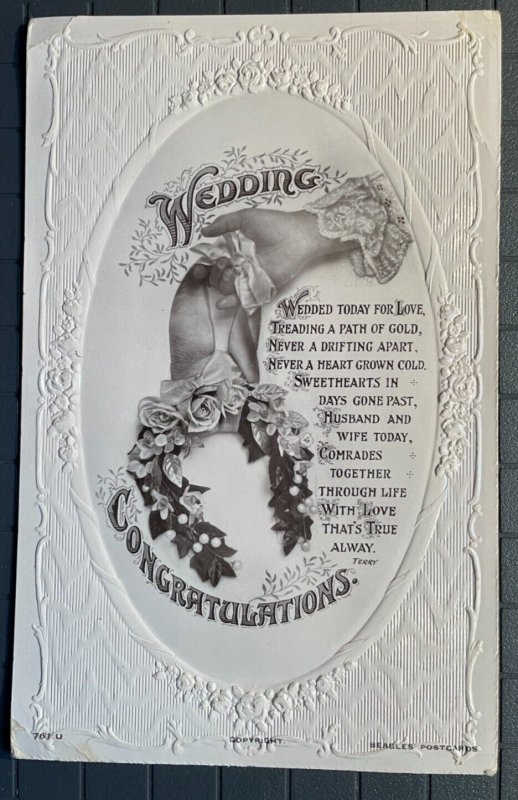 Vintage Victorian Postcard Wedding Congratulations 