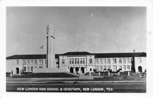 J32/ New London Texas RPPC Postcard c1948 High School Cenotaph 227