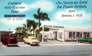 Postcard Walter Anderson Nursery in San Diego, California
