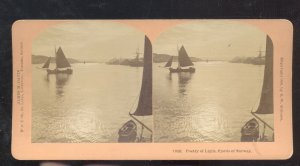 REAL PHOTO POETRY OF LIGHT FJORDS OF NORWAY BOATS SHIPS STEREOVIEW CARD