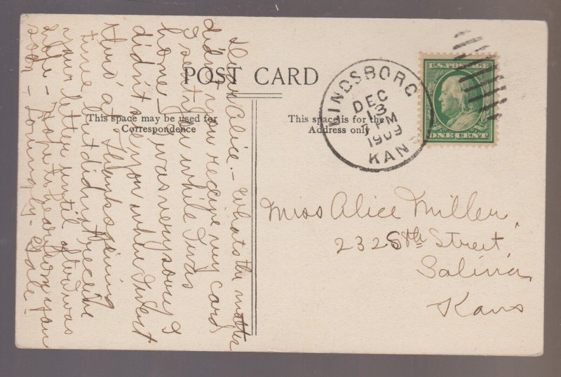 Lindsborg KANSAS 1909 LAYING CORNERSTONE Bethany CARNEGIE LIBRARY Crowd KS