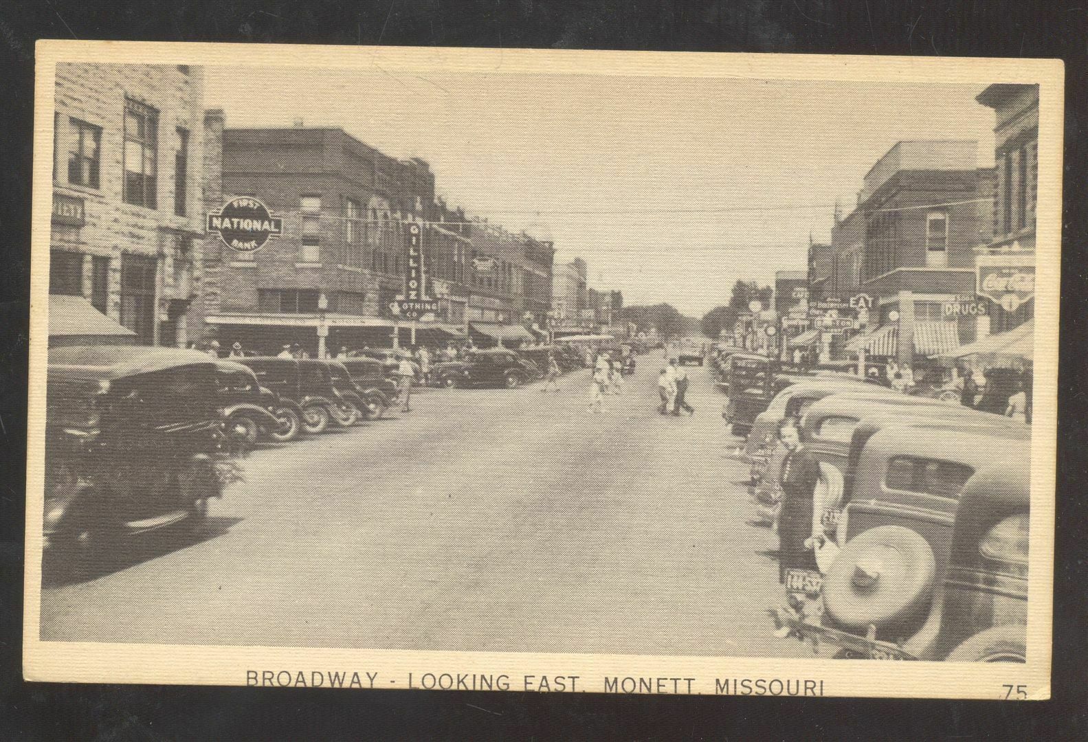 Missouri Downtown Broadway Street Scene OLD Cars Vintage Postcard Ephemera