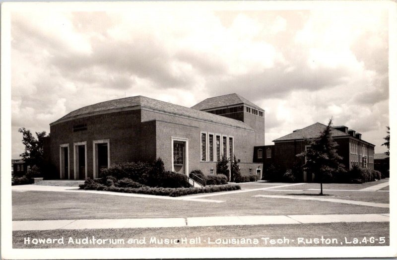 RPPC Howard Auditorium and Music Hall, Louisiana Tech Ruston LA Postcard V63