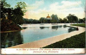 Centennial Lake Memorial Hall Fairmount Park Philadelphia PA Anitque Postcard 