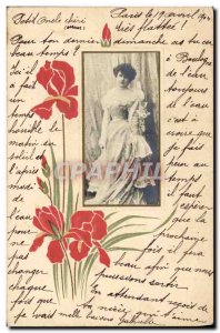 Old Postcard Fantasy Flowers Woman